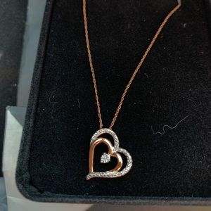 COPY - 10k Rose gold Diamond heart necklace 18”